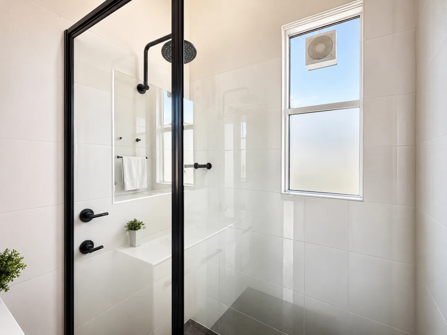 Ensuite walk-in shower — Family Room at Vine Valley Inn Cessnock